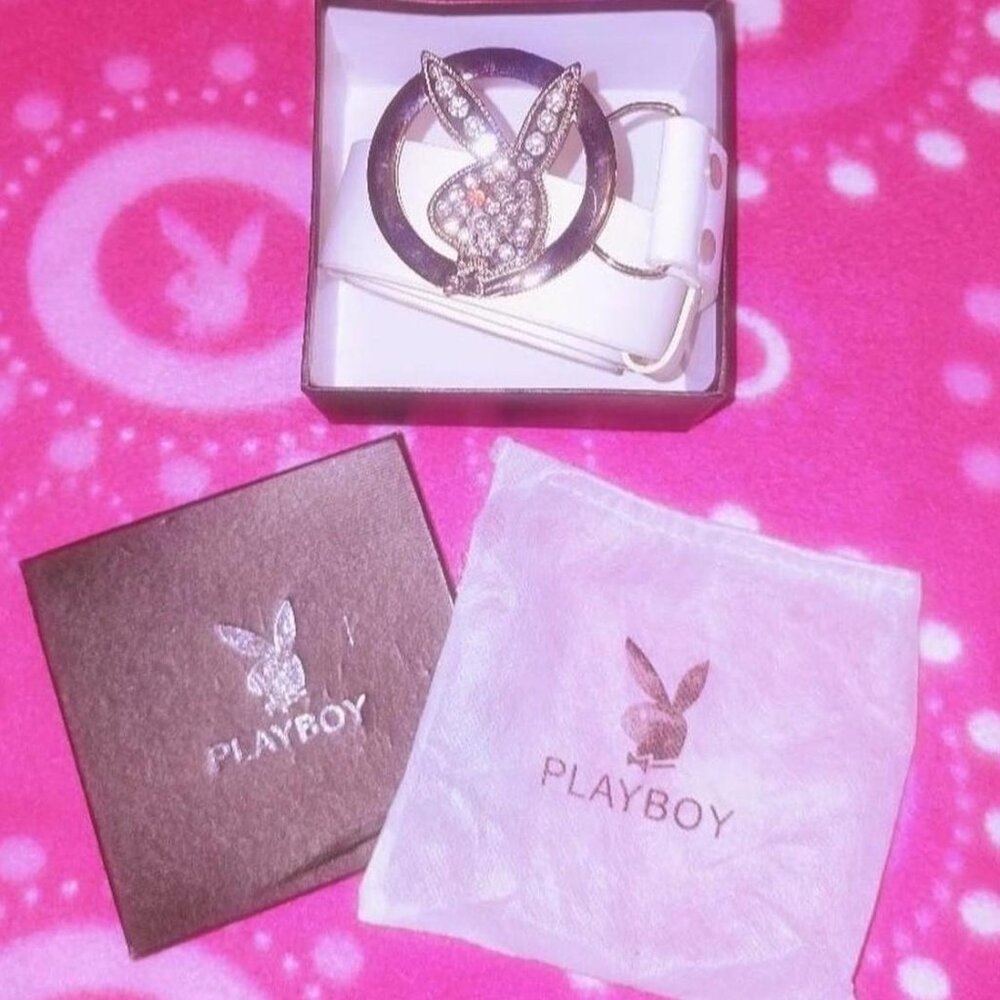 Playboy Bunny Rhinestone Rabbit Head Belt In Gift Box